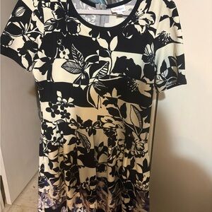 LuLaRoe Black and Cream Floral Short Sleeve Dress
